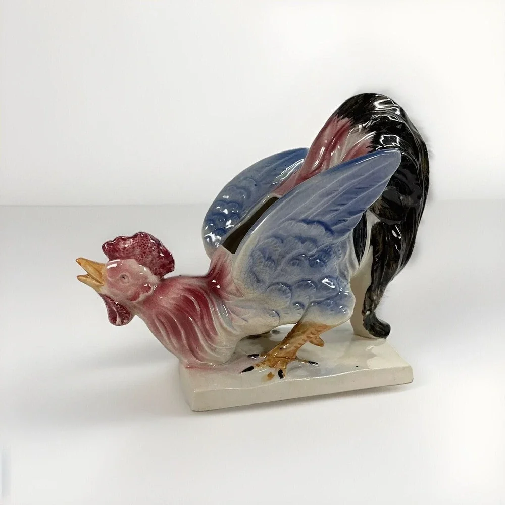 Vintage MCM Ceramic Rooster Planter Figurine Made In Japan